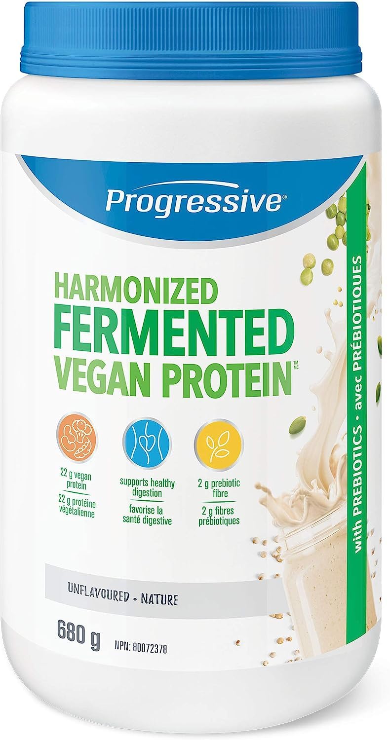 Progressive Harmonized Fermented Vegan Protein Powder Unflavoured, Canadian Made 23 g Plant-Based Organic Non-GMO Protein with 2 g Fiber, Blend of 5 non-GMO Legumes, Grains and Seeds for Easy Digestion, 680 g Progressive