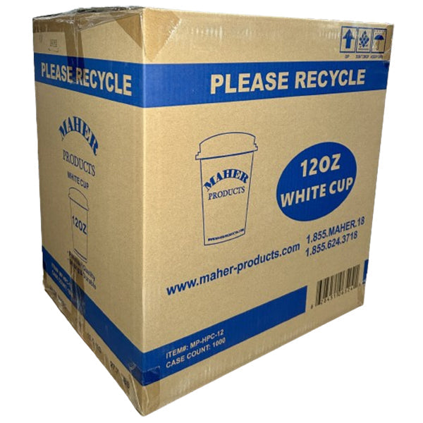 MAHER PRODUCTS - 12OZ WHITE HOT PAPER CUP 1000 PK