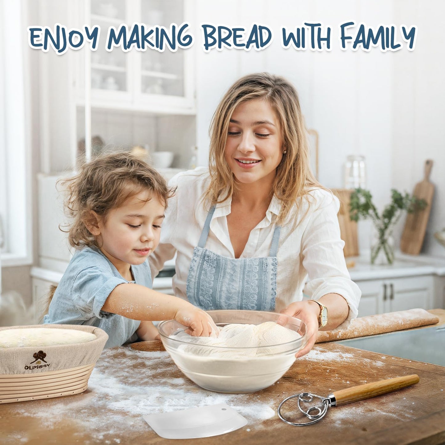 Glimsax Banneton Proofing Basket Set of 2, 9" Round & 10" Oval for Sourdough Baking, Bread Making Accessories and Tools Starter Kit, Gifts for Beginner and Professional Bakers - Available at All In One Marketplace Canada