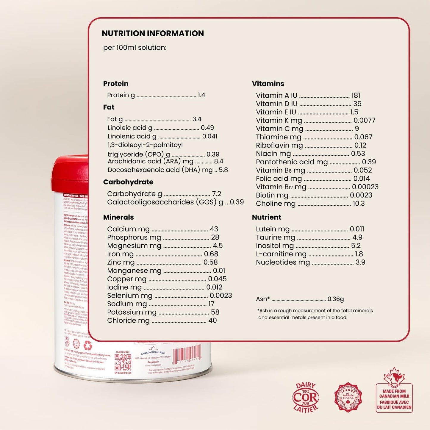 NIURISS Infant Formula – Canadian-Made with OPO Lipids, GOS Fiber & Canadian Milk – 700g (0-12 Months)