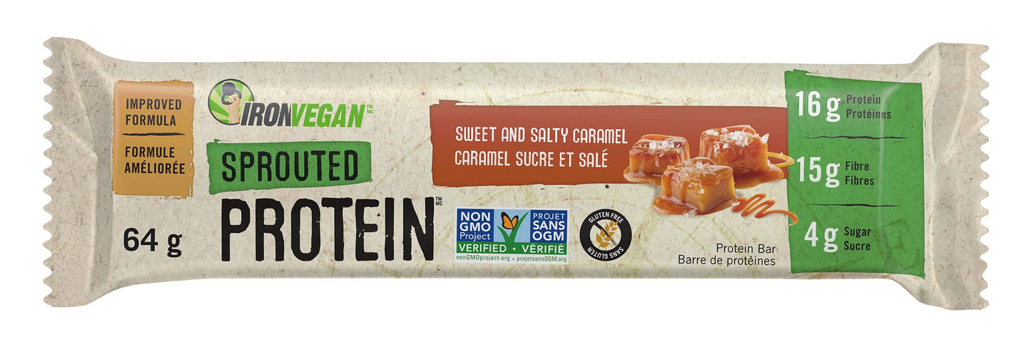 Iron Vegan Sprouted Protein Bars | Sweet and Salty Caramel Flavour | 12 Pack π All In One Marketplace Canada