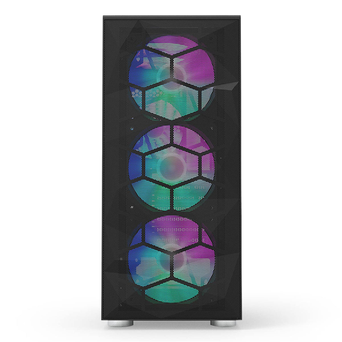 Montech X3 Mesh 6pcs, 3 x 140mm& 3 x 120mm Fixed RGB Lighting Fans ATX Mid-Tower PC Gaming Case, USB3.0, Door Open Tempered Glass Side Panel, High Airflow, Black