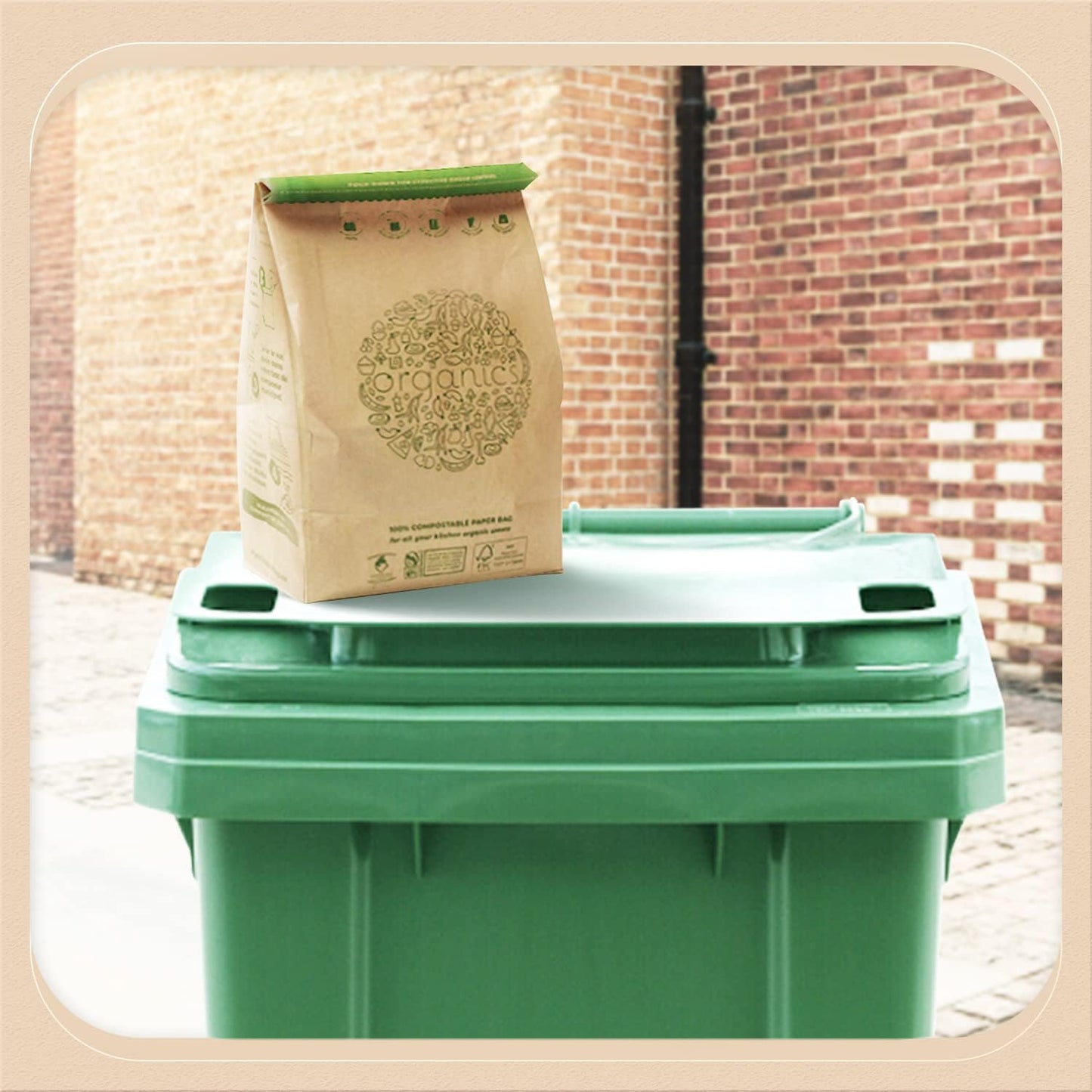 Hytrend-Kitchen Food Waste Bag -35 Bags-%100 Compostable paper Bag - Leak Resistant Liner - Plastic Free - Small-Certified by BNQ and BPI - Available at All In One Marketplace Canada