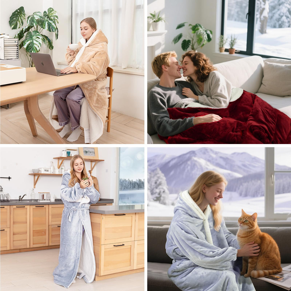 Wearable Heated Blanket Electric with Removable FootPocket,Snuggle Heated Blankets Hoodie with Sleeves Heated Robes for Women Flannel&Sherpa Heating Throw Blanket Shawl with 9 Temp for Winter 50"x80" 🍁 All In One Marketplace Canada