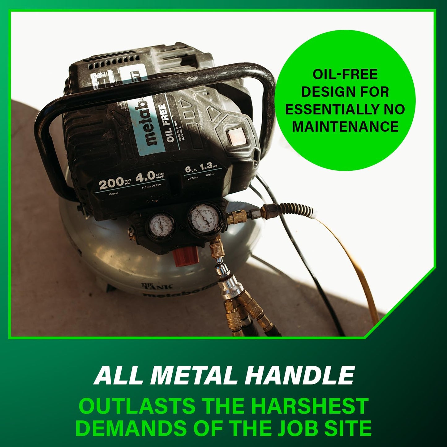 Metabo HPT Air Compressor, THE Tank, Portable Pancake Air Compressor 200 PSI, 6 Gallon Tank, Versatile for Use with Framing, Siding, Finish, Brad or Roofing Nailers, EC914S Metabo HPT