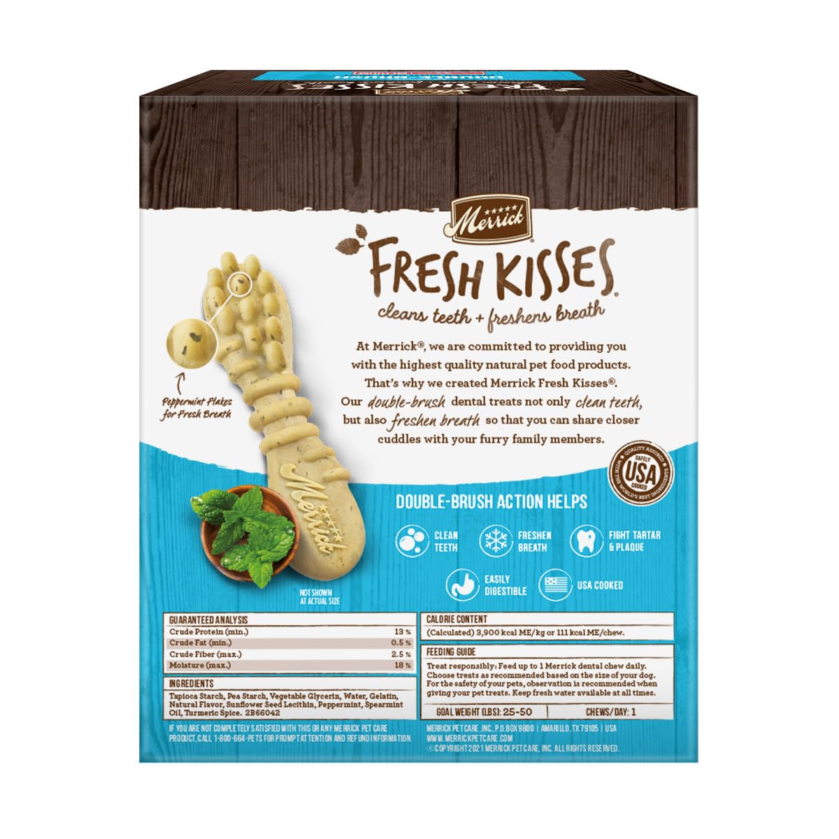 Merrick Fresh Kisses Mint Breath Strips Medium Brush Dental Dog Treat - Value Box (22 ct) Merrick