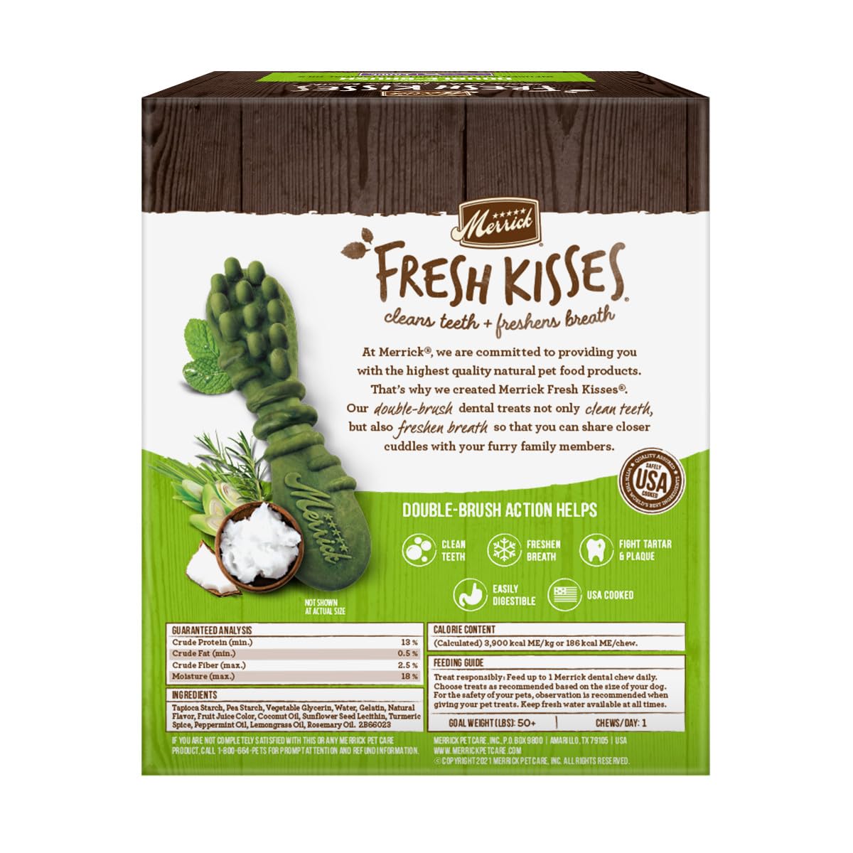 Merrick Fresh Kisses Coconut Oil + Botanicals Large Brush Dental Dog Treat - Value Box (16 ct) 🍁 All In One Marketplace Canada Merrick