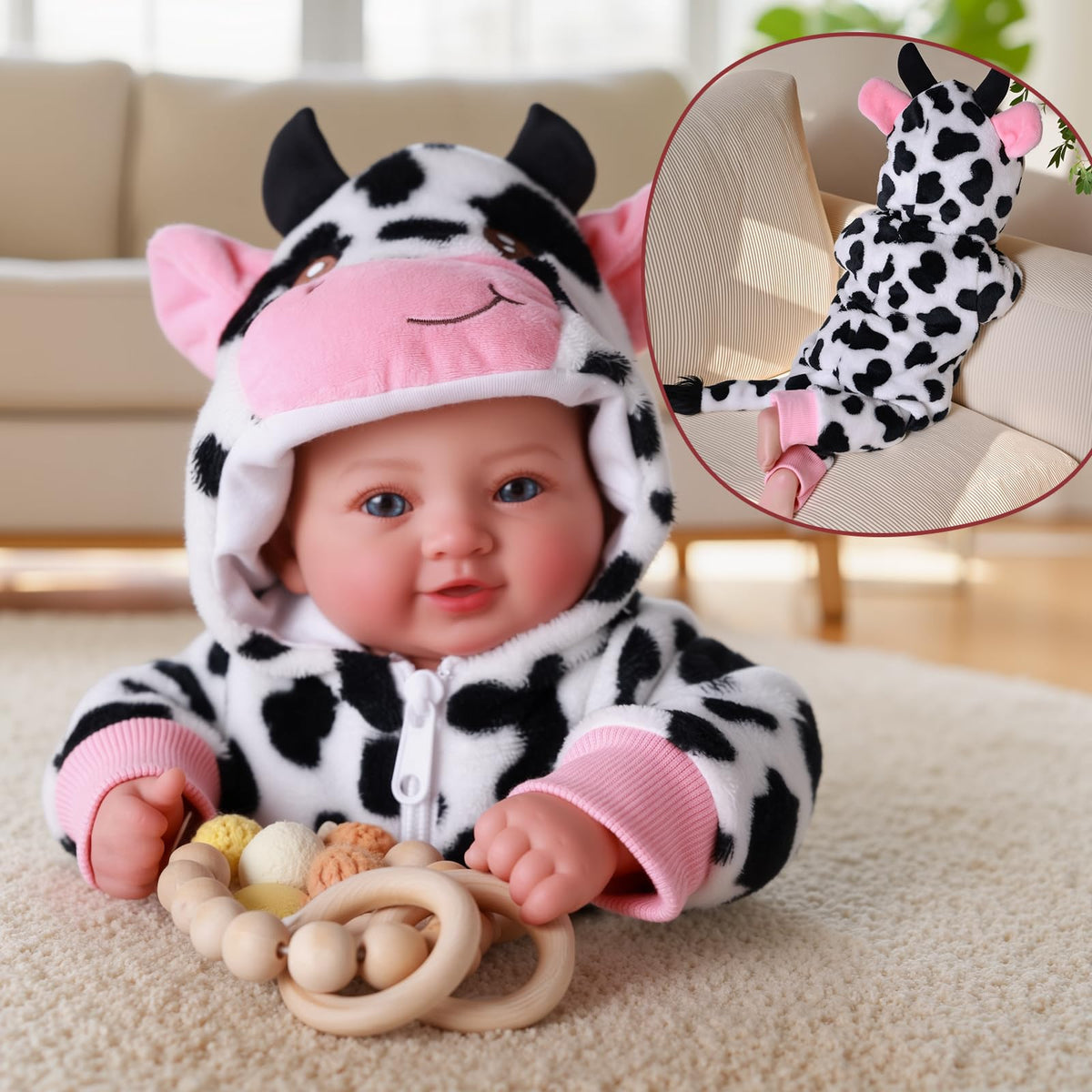 BABESIDE Baby Dolls, 17inch Large Realistic Soft Baby Doll with Cow Outfit 🍁 All In One Marketplace Canada