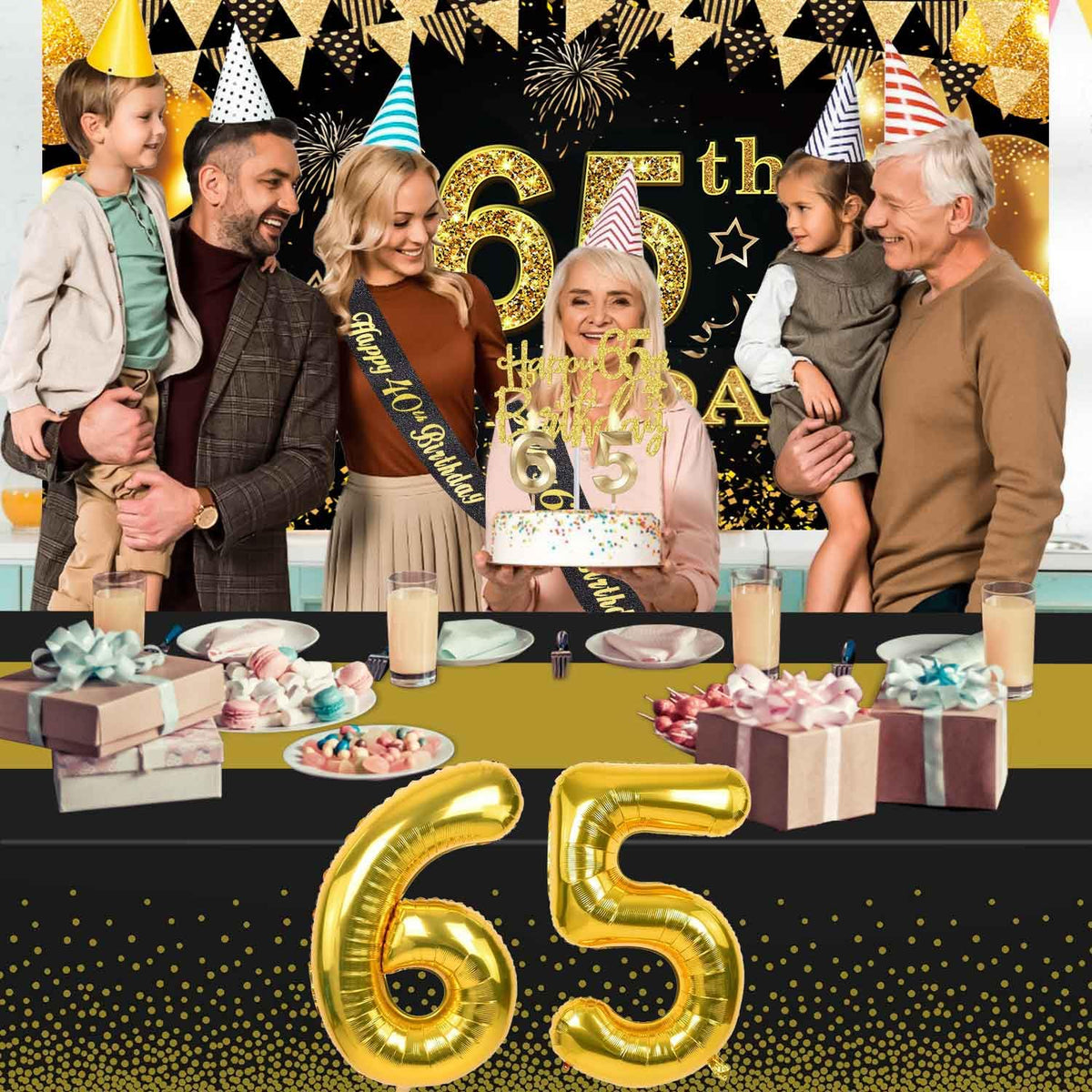 YeohJoy 65th Birthday Decorations for Men Women Black Gold 🍁 All In One Marketplace Canada