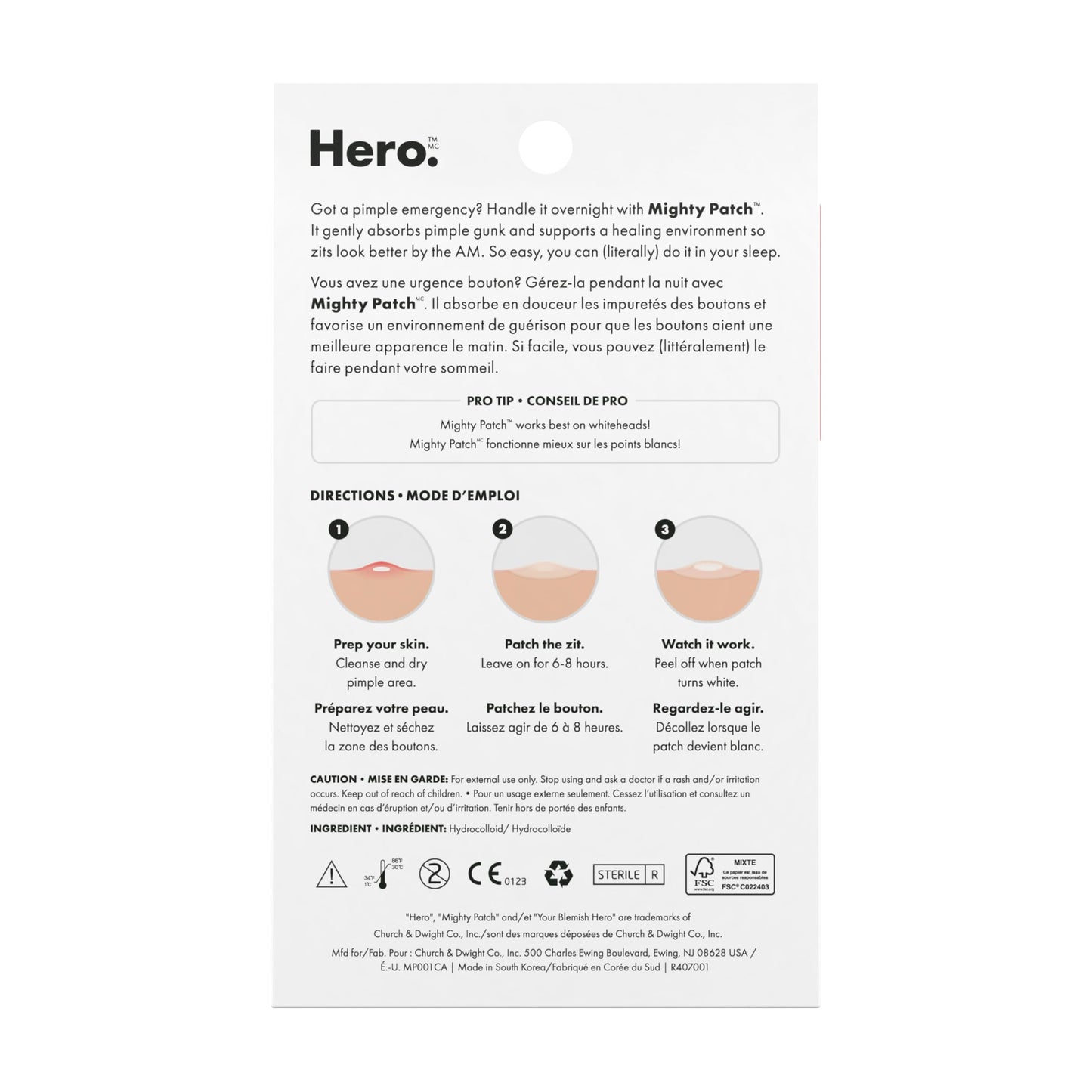 Hero Cosmetics Mighty Patch Original – Hydrocolloid Patch for Pimples, Overnight Acne Blemish & Zit Stickers for Sensitive Skin, 36 Count