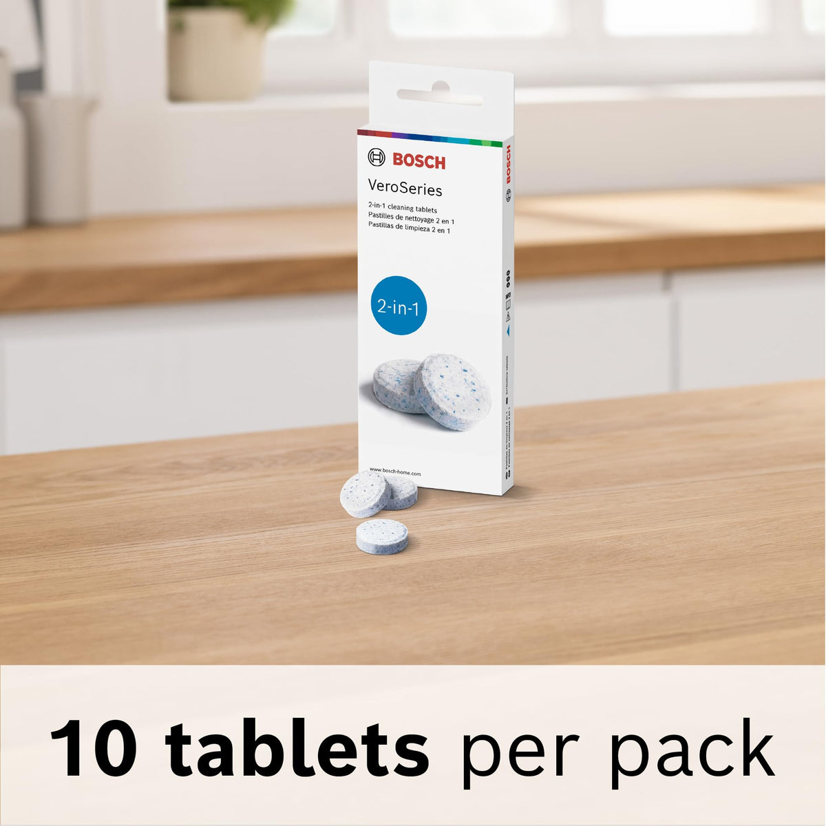 Original Bosch TCZ8001US Cleaning Tablets, 10 Tablets Per Pack, Removes Coffee Oils to Extend Appliance Life, For Bosch VeroCafe Fully Automatic Espresso Machines