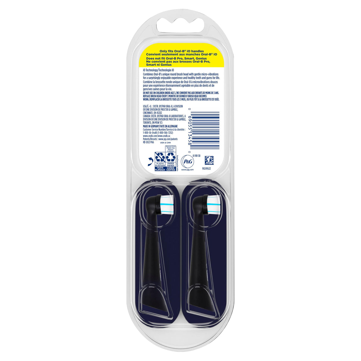 Oral-B iO Genuine Gentle Care Replacement Brush Heads, Black, 2ct Refills, 6 Month Supply, Compatible Exclusively with Oral-B iO Electric Toothbrushes, Not Compatible with any Other Series Including: Pro, Vitality, Smart, or Genius