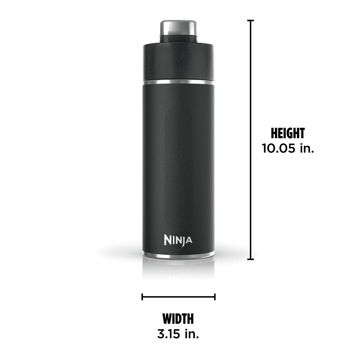 Ninja Thirsti™ 24oz Travel Bottle, Onyx Black, Keeps Drinks Cold & Fizzy, DW2401CBK (Canadian Version)