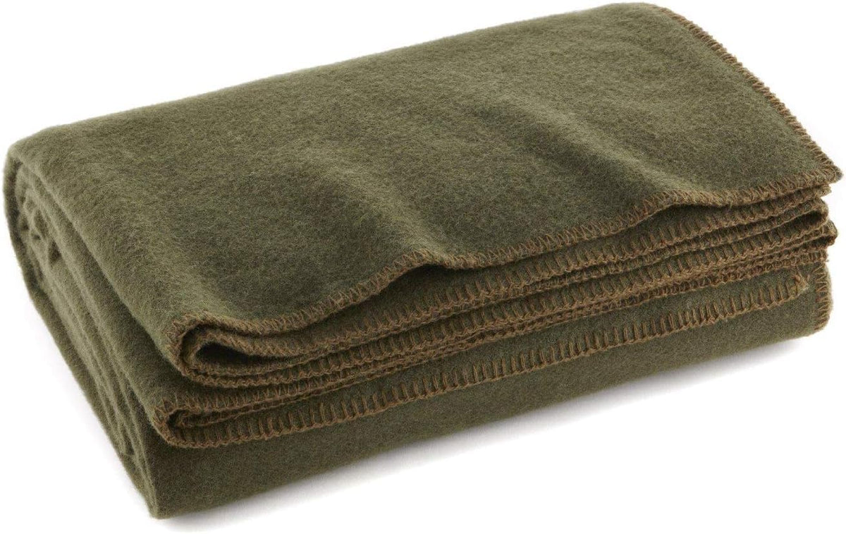 EverOne Olive Drab 80% Wool Fire Retardant Blanket - 66"x90"