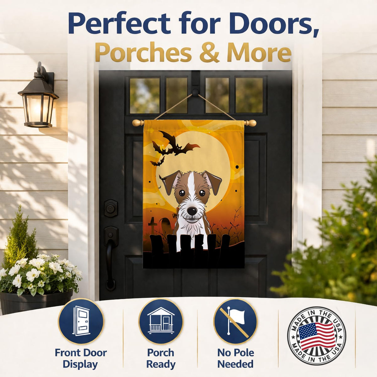 Caroline's Treasures BB1760CHF Halloween Jack Russell Terrier Canvas House Size Flag, Multicolor, Large
