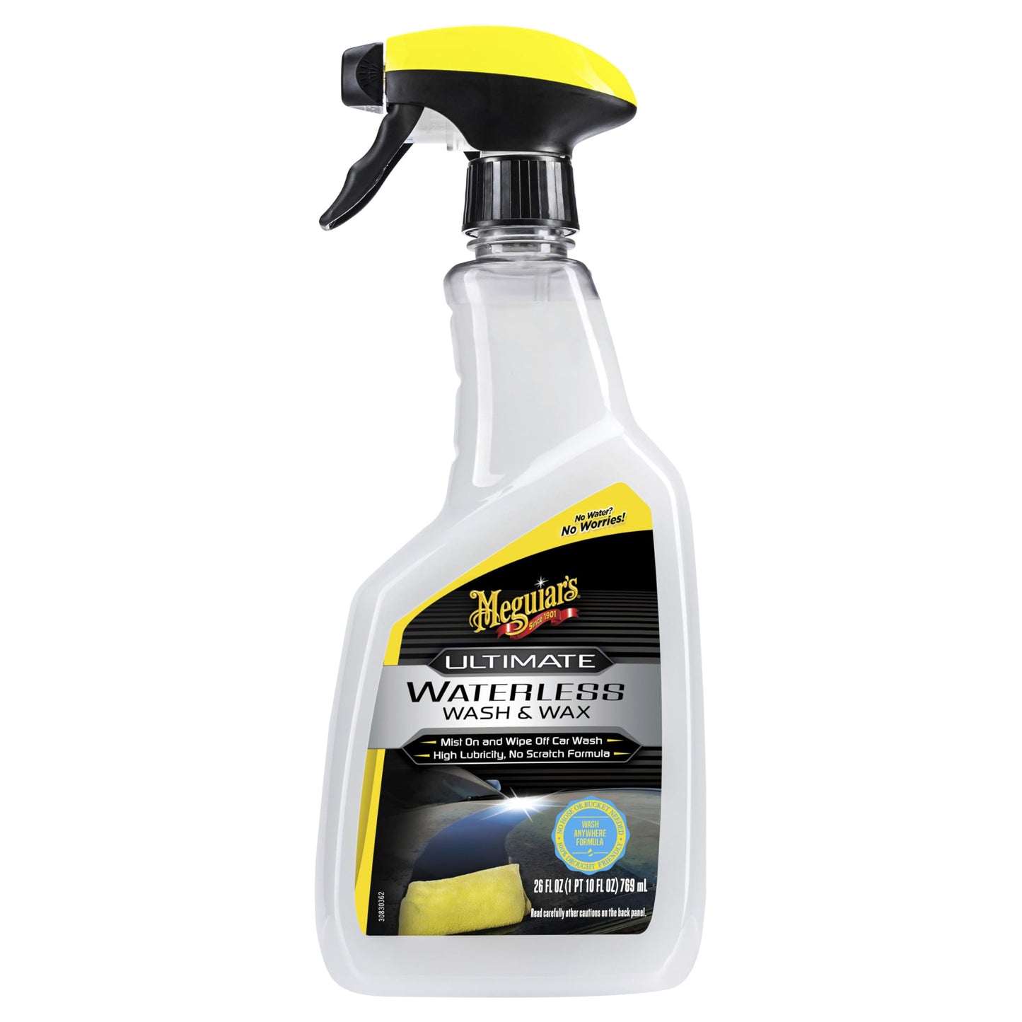 Meguiar’s Ultimate Waterless Wash & Wax, Scratch-Free Cleaning Spray That Cleans and Protects Without Water, 2-in-1 Detailer for Shine, Cool Car Gifts for Men and Women, 24 Oz Meguiar's