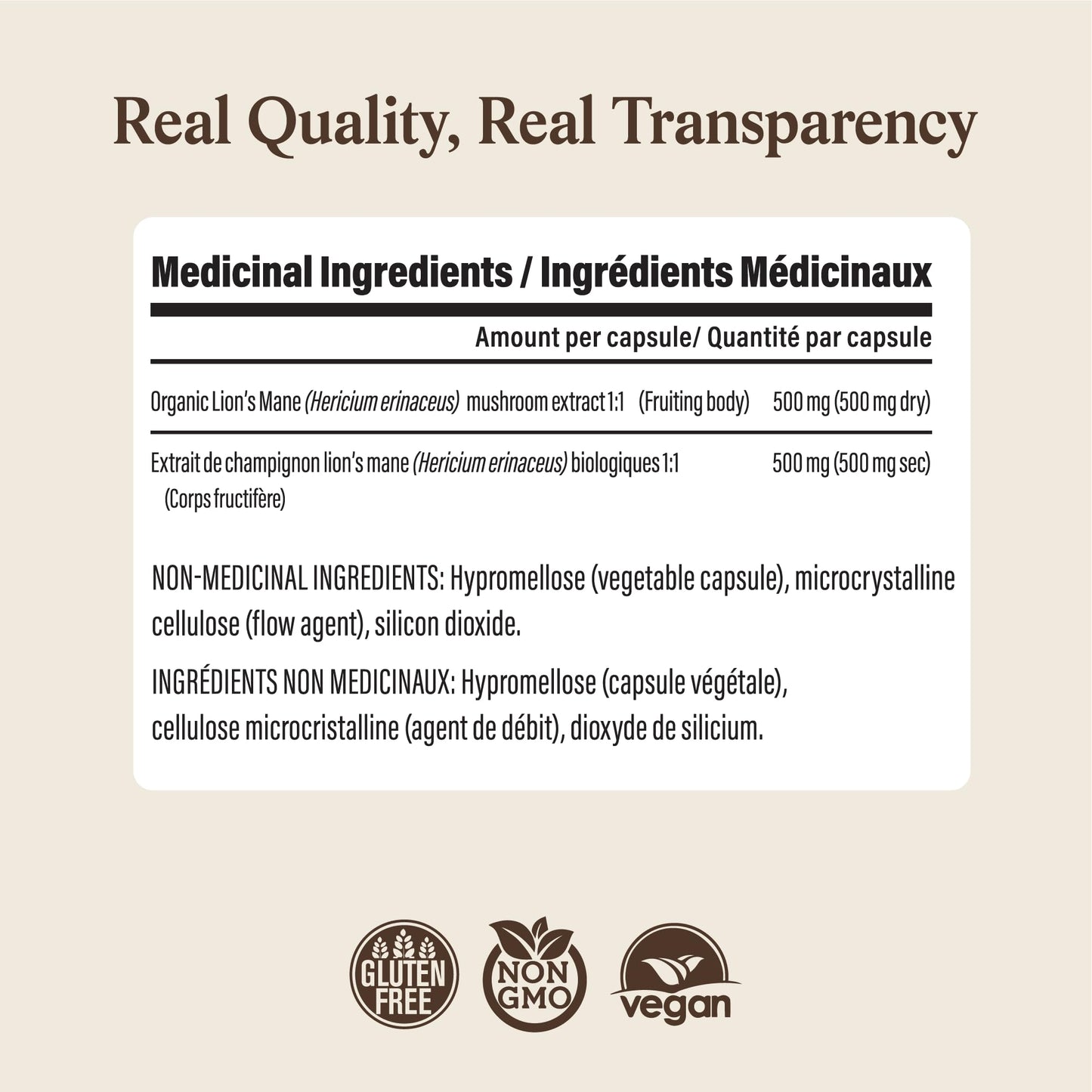 Real Mushrooms Lions Mane Capsules - Organic Mushroom Extract With Immunomodulating Properties Antioxidants Vegan Brain Supplement, 120 - Available at All In One Marketplace Canada