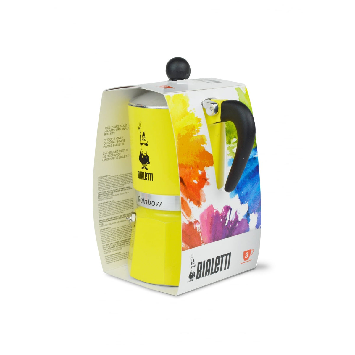Bialetti Rainbow 3-Cup Aluminum Stovetop Espresso Maker, Yellow