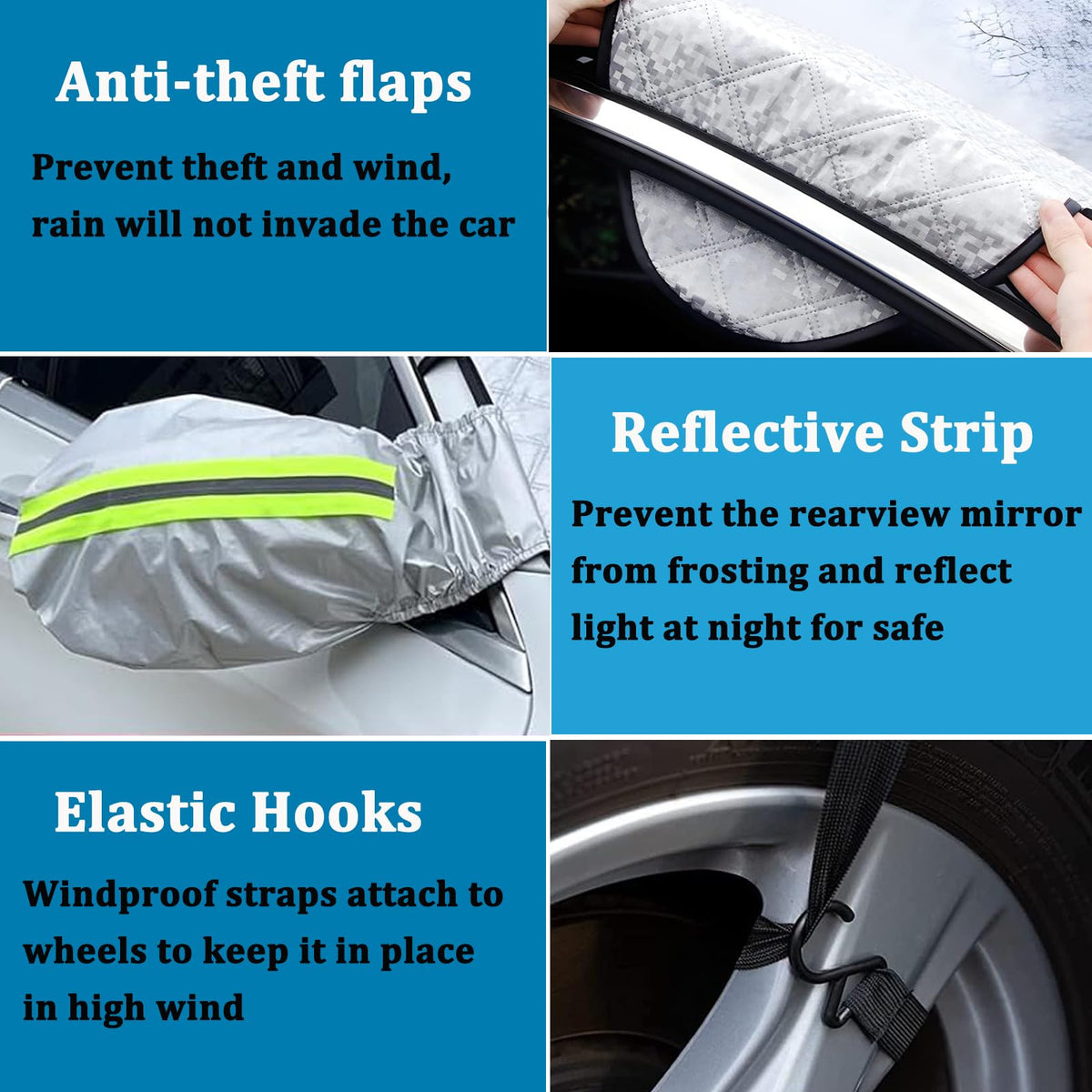 Car Windshield Snow Cover for Ice and Snow 80 * 51 inch Large Winter Frost Guard Thickness Ice Snow Protector Covers with Side Mirrors Covers Waterproof Windproof Dust Cover in All Weather XL 🍁 All In One Marketplace Canada