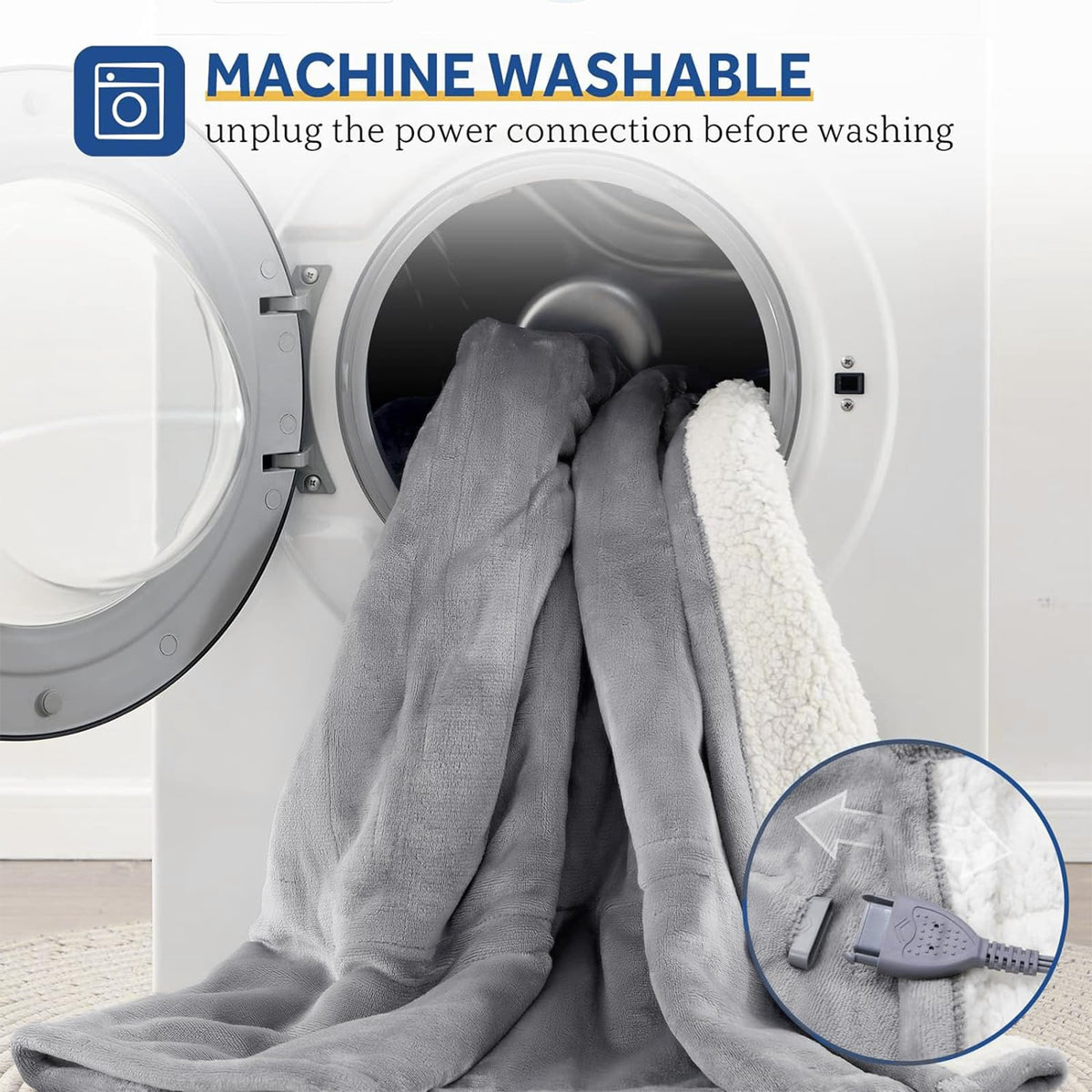 Sealy Wearable Electric Blanket with Foot Pocket, 50"x70"+18", Light Grey 🍁 All In One Marketplace Canada