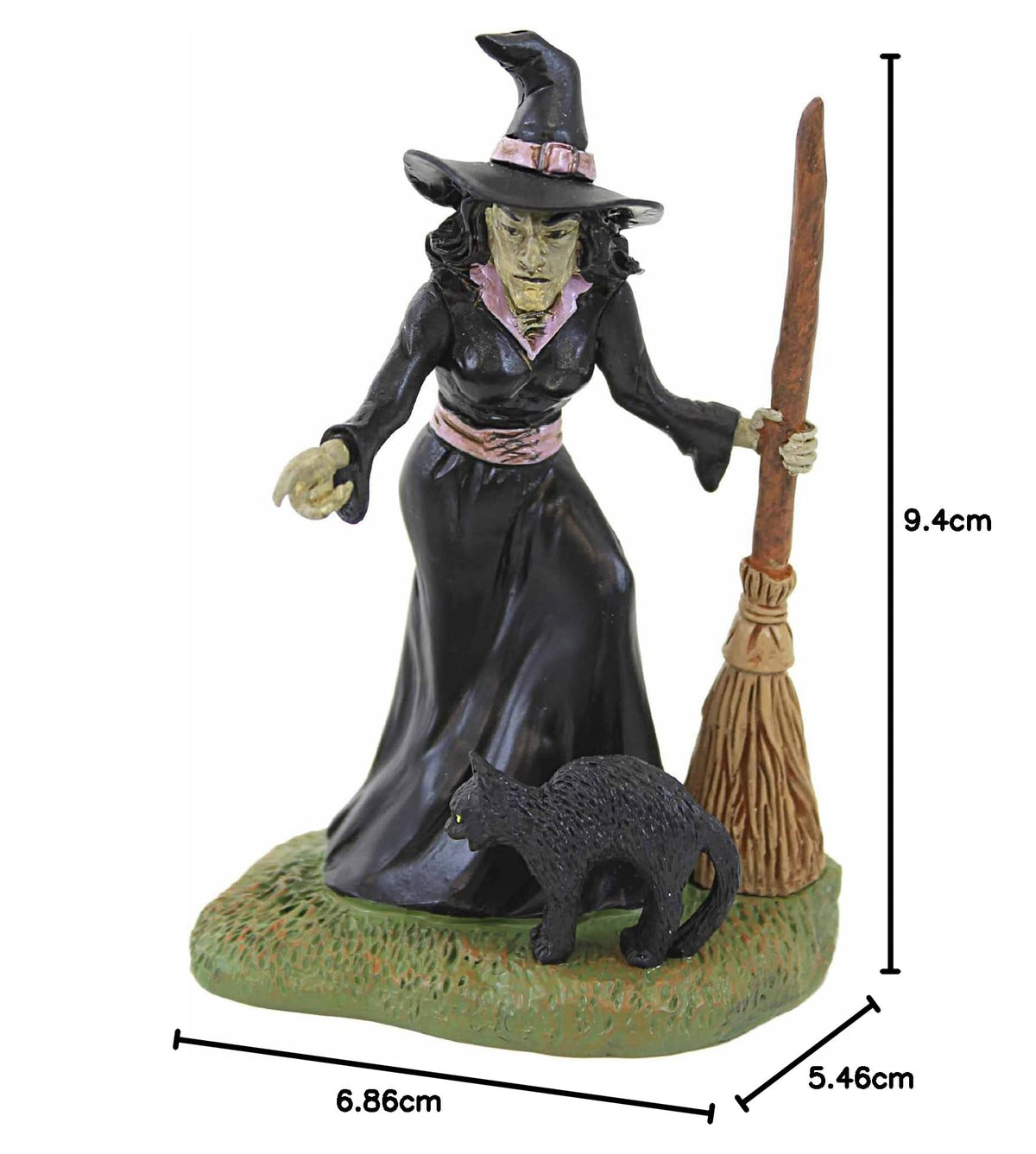 Department 56 Village Collection Accessories Halloween Double Trouble Witch and Black Cat Figurine, 3.7 Inch, Multicolor