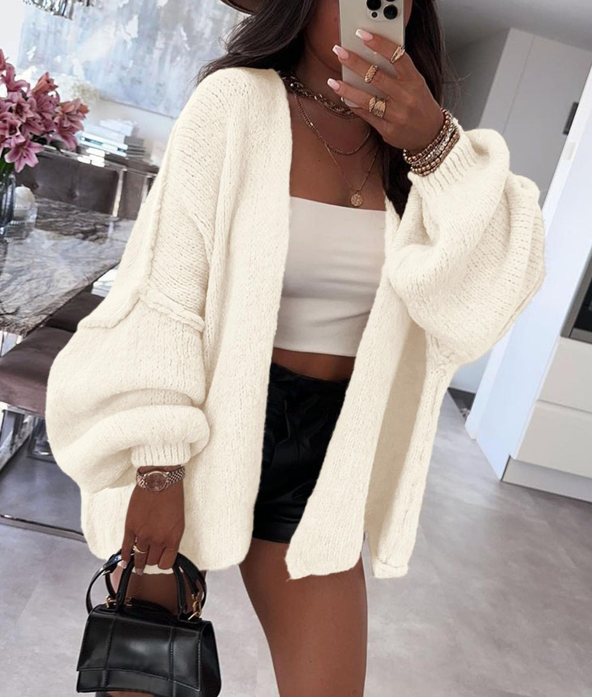 PRETTYGARDEN Womens Open Front Oversized Cardigan Sweaters White 🍁 All In One Marketplace Canada