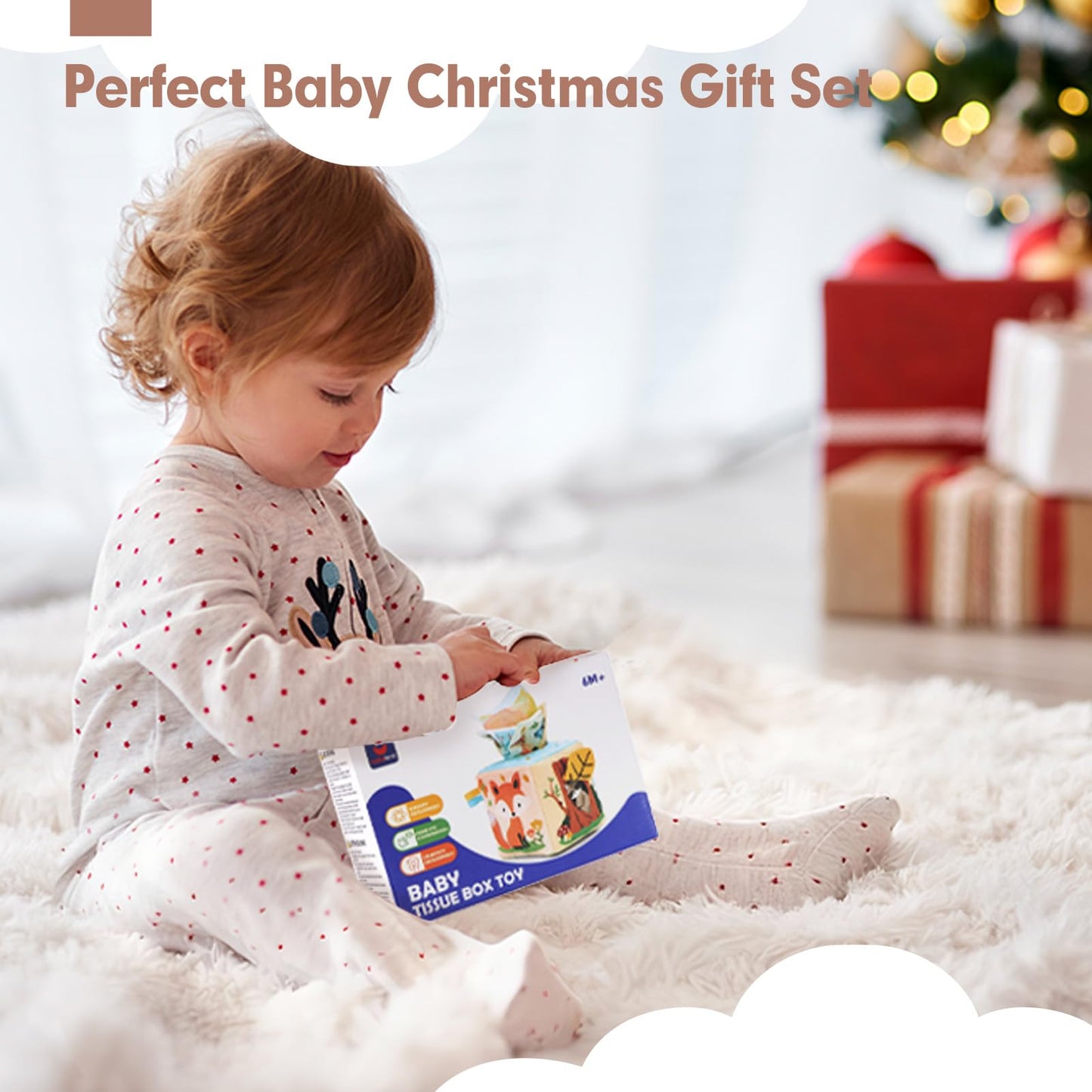hahaland Baby Tissue Box Toy - Montessori Baby Toys 6-12 Months, Mirror Sensory Toys for Babies 12-18 Months, Boy Girl Gifts for 6M+ - Available at All In One Marketplace Canada