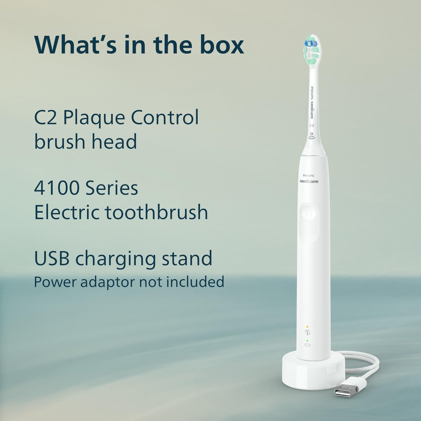 Philips Sonicare 4100 Power Toothbrush, Rechargeable Electric Toothbrush with Pressure Sensor, White HX3681/23