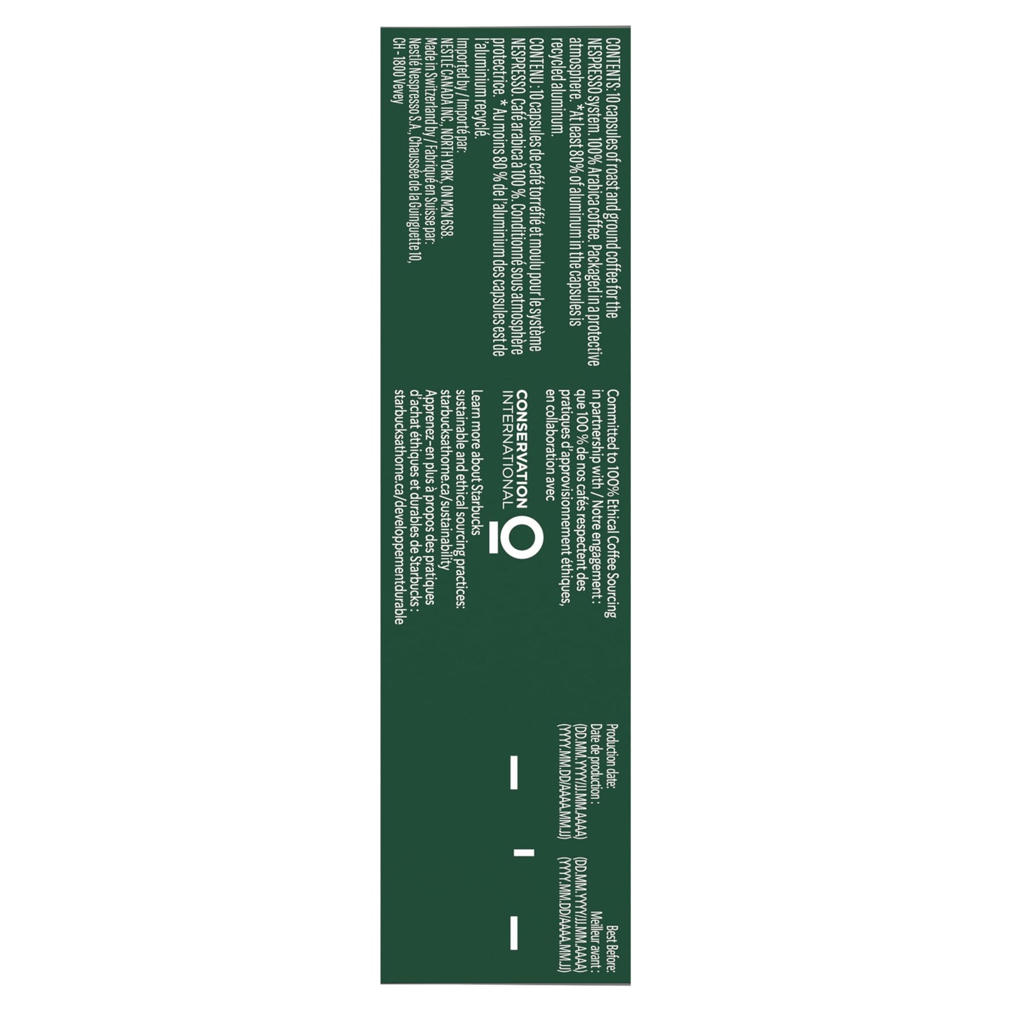 STARBUCKS by Nespresso Espresso Roast Coffee Capsules, For Original Line, 5 Boxes, 275 g - Available at All In One Marketplace Canada