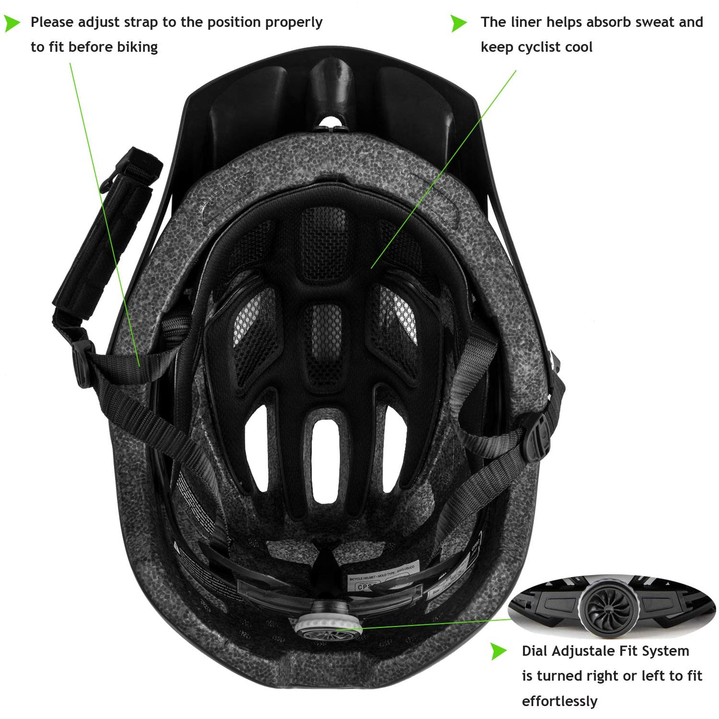 Bike Helmet, Exclusky Mountain Bike Helmet Men Women Lightweight Breathable Adjustable Adult Bicycle Cycle MTB Helmet 56-61cm