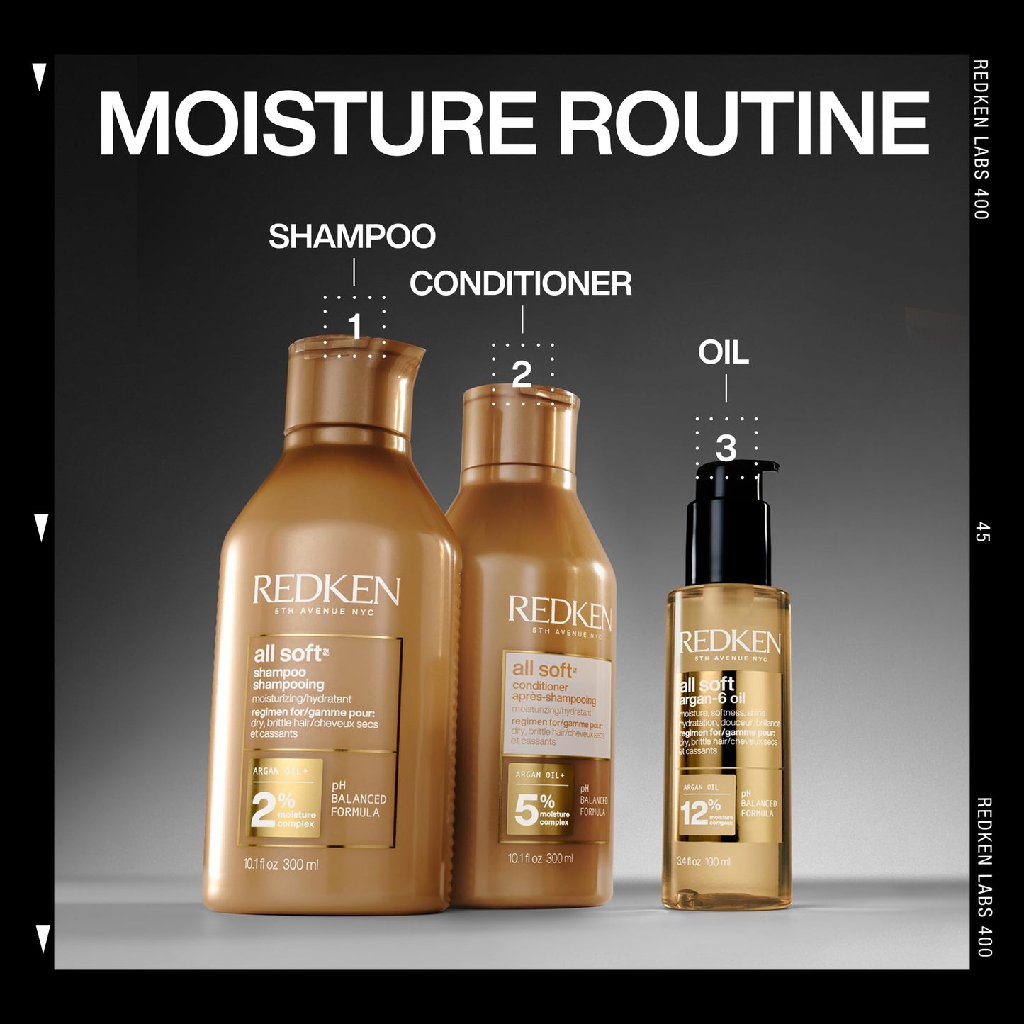 Redken All Soft Shampoo, For Dry/Brittle Hair, Moisturizes & Provides Intense Softness and Shine, With Argan Oil