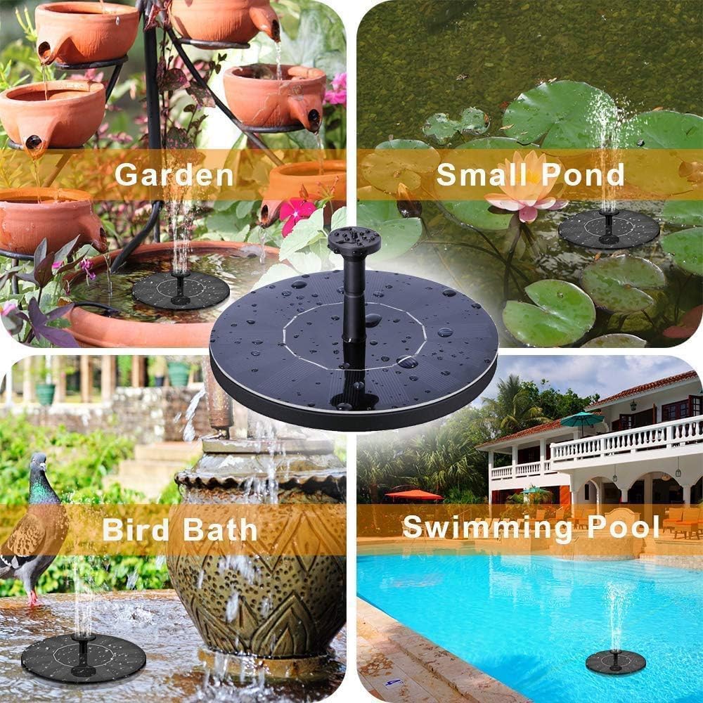 Solar Fountain Water Pump for Bird Bath, New Upgraded Mini Solar Powered Fountain Pump 1.5W Free Standing Solar Panel Kit Water Fountain for Garden, Pond, Pool, and Outdoor - Available at All In One Marketplace Canada