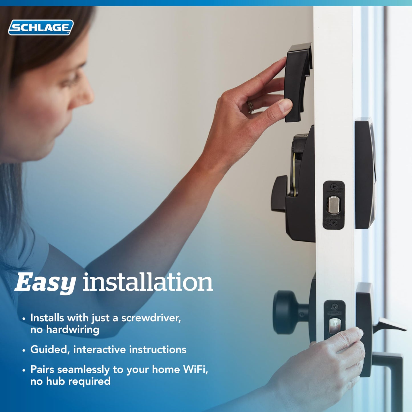 Schlage Encode Smart WiFi Deadbolt Lock with Greenwich Trim, Matte Black SCHLAGE
