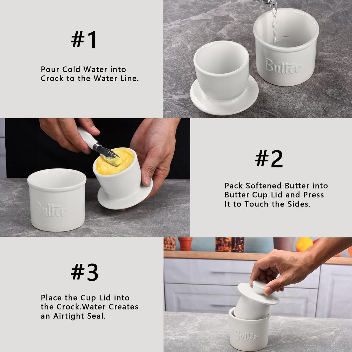 ADIVEE Butter Crock with Spreader, Porcelain French Butter Keeper, White 🍁 All In One Marketplace Canada