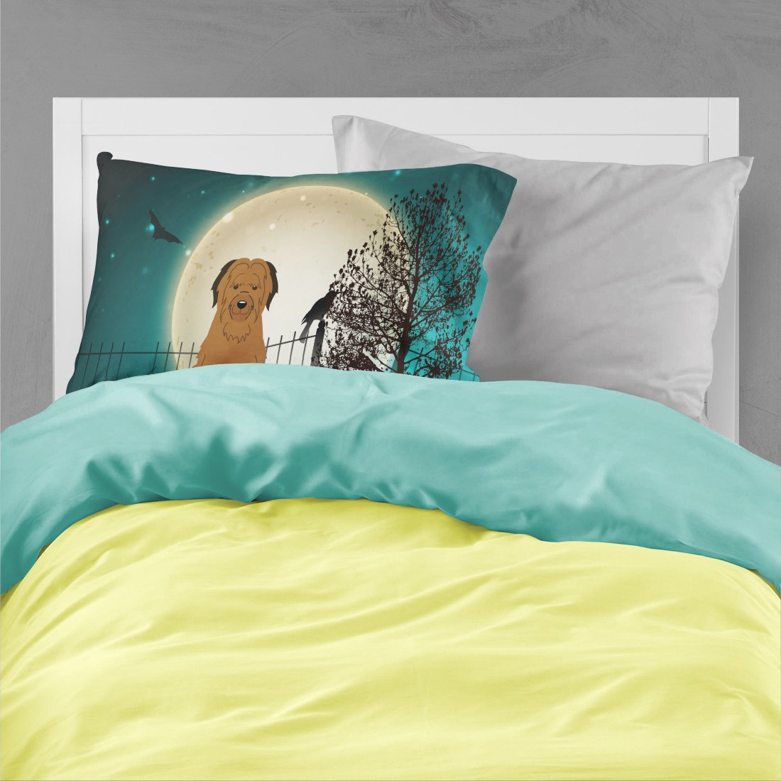 Caroline's Treasures BB2272PILLOWCASE Halloween Scary Briard Brown Fabric Standard Pillowcase, Standard, Multicolor