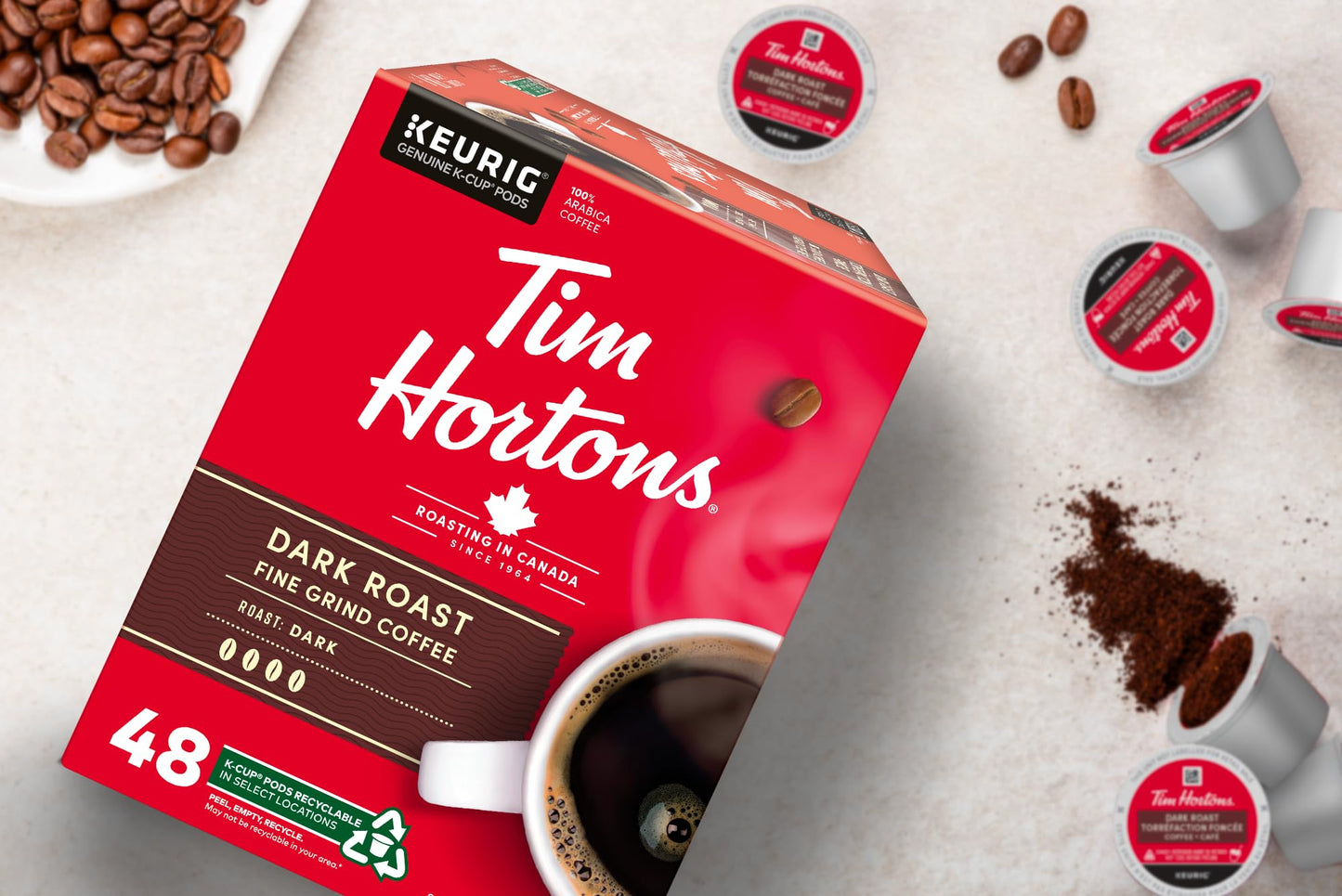 Café Tim Hortons torréfaction foncée, dosettes K-Cup à service unique Keurig, paquet de 48
