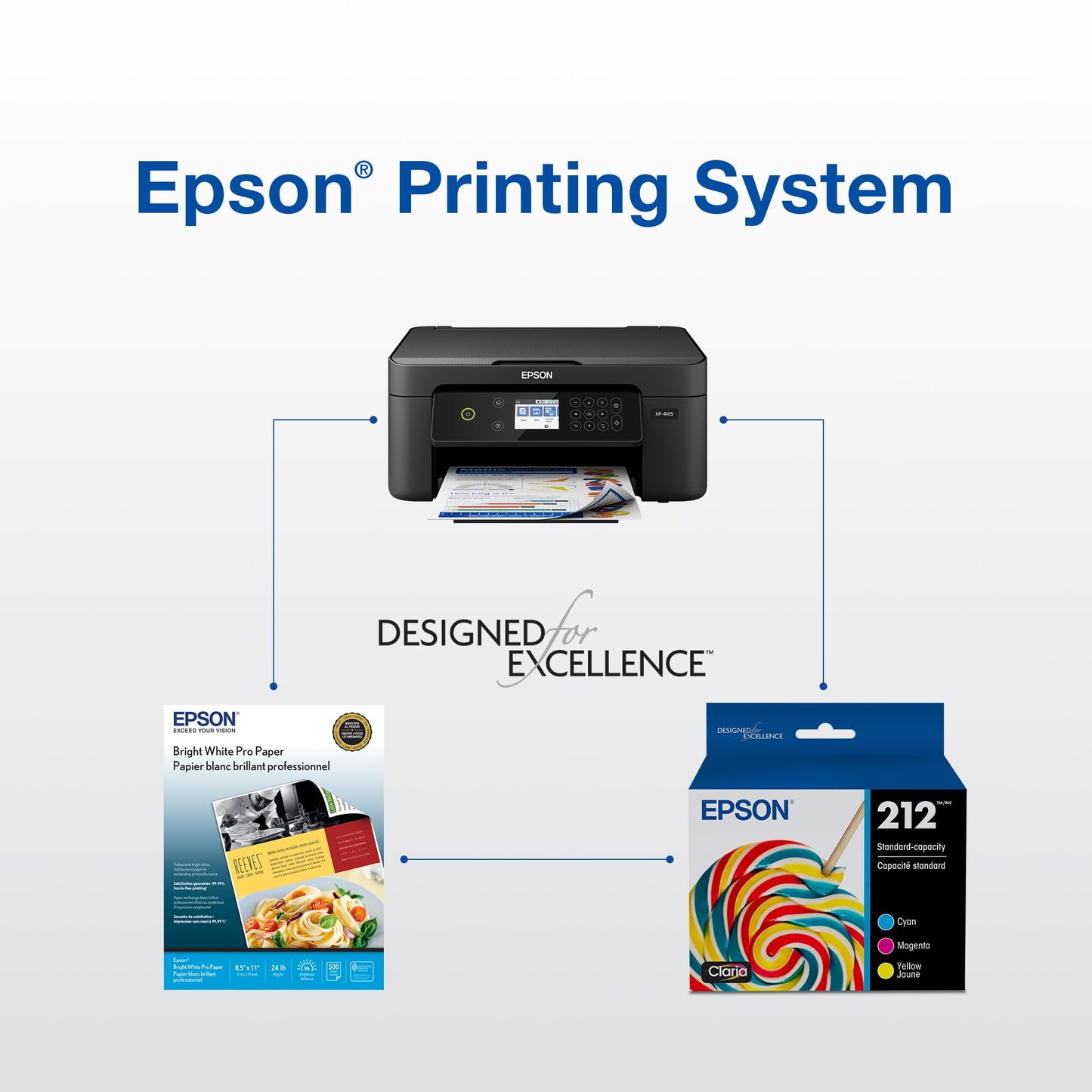 Epson 212 Genuine Ink Cartridge XL Black and Standard Color Combo Pack Epson