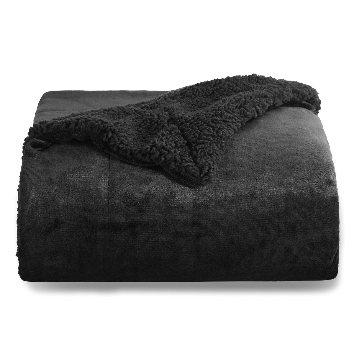 Bedsure Reversible Queen Sherpa Blanket for Bed, Black, 90x90 Inch 🍁 All In One Marketplace Canada