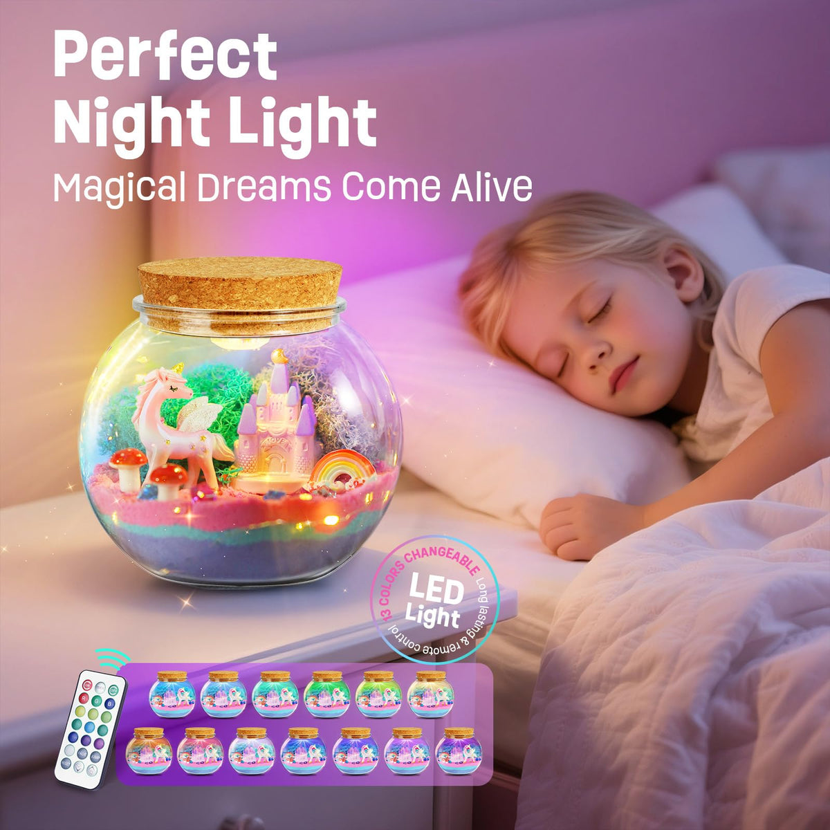 Unicorn Terrarium Kit for Kids, Light Up Unicorn Toys for Girls Ages 4-8 🍁 All In One Marketplace Canada
