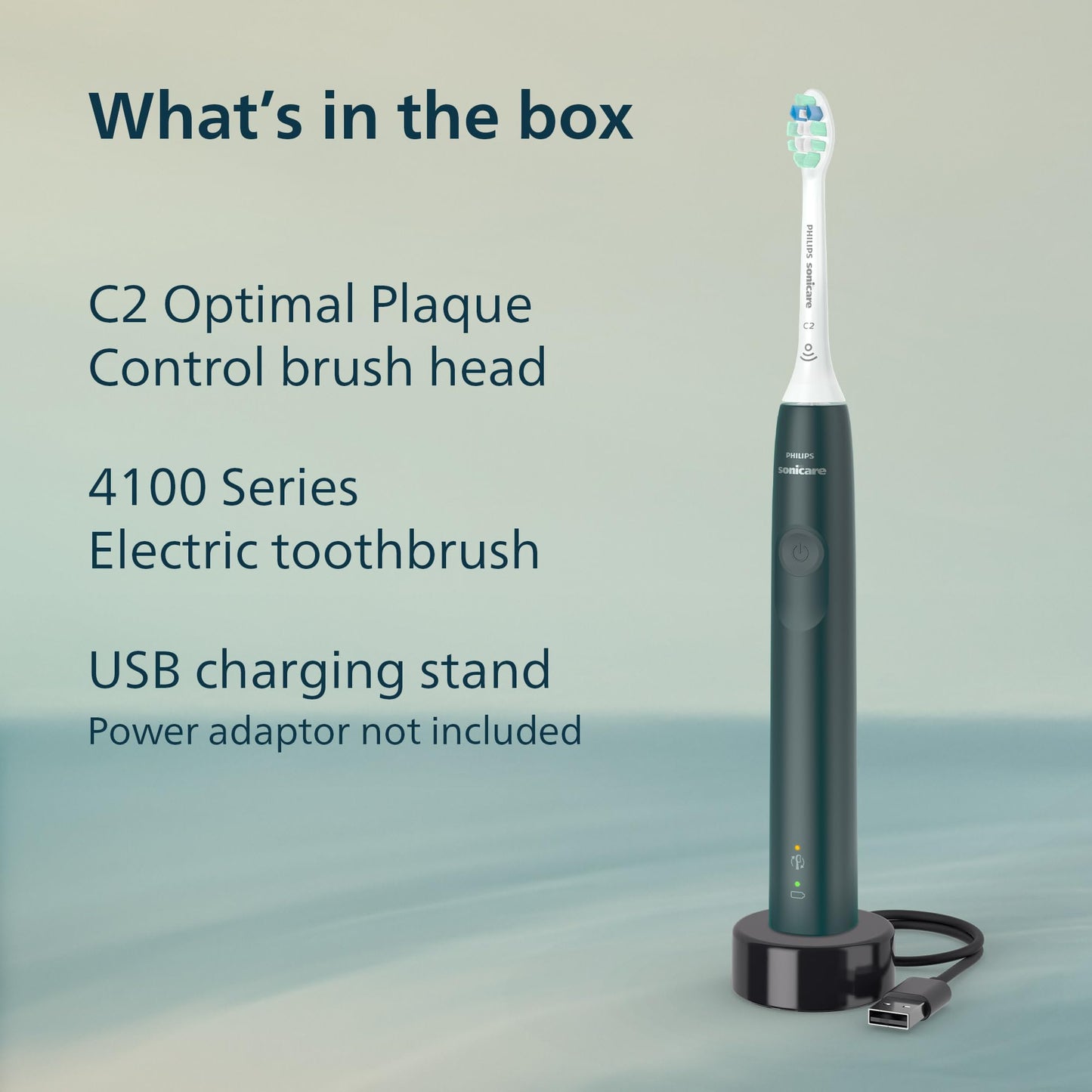 Philips Sonicare 4100 Rechargeable Electric Toothbrush, Forest Green, HX3681/28