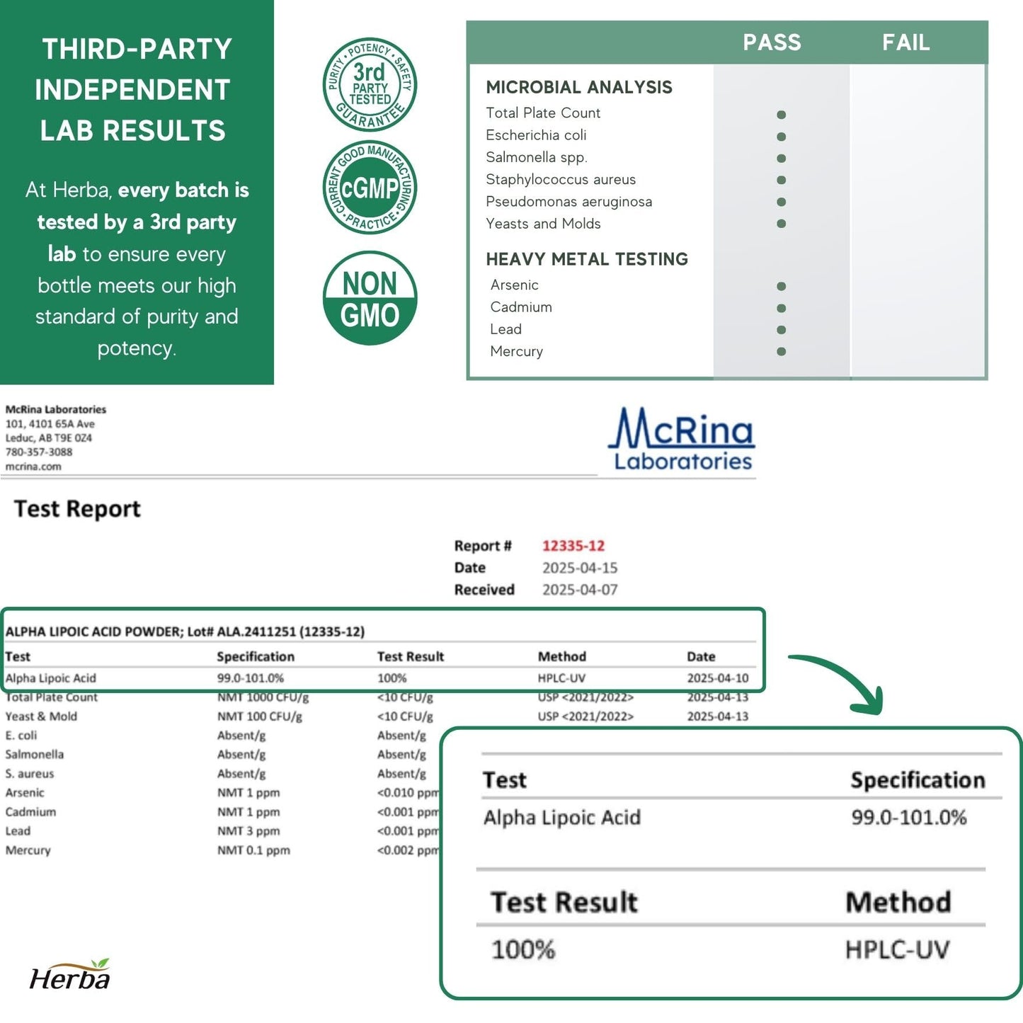 Herba Alpha Lipoic Acid 600mg – 120 Capsules | >99% Ultra Pure | Made in Canada | Blood Sugar Support Supplement - Available at All In One Marketplace Canada
