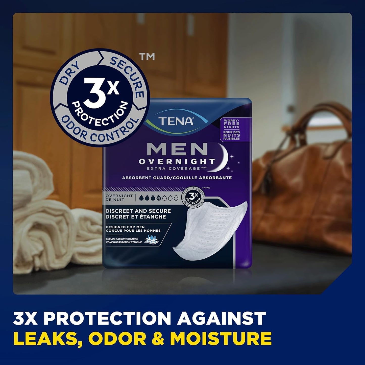 TENA Men Incontinence, Discrete Disposable, Guards, Comfortable Fit, Overnight Protection, Universal Fit, 90 Count 🍁 All In One Marketplace Canada