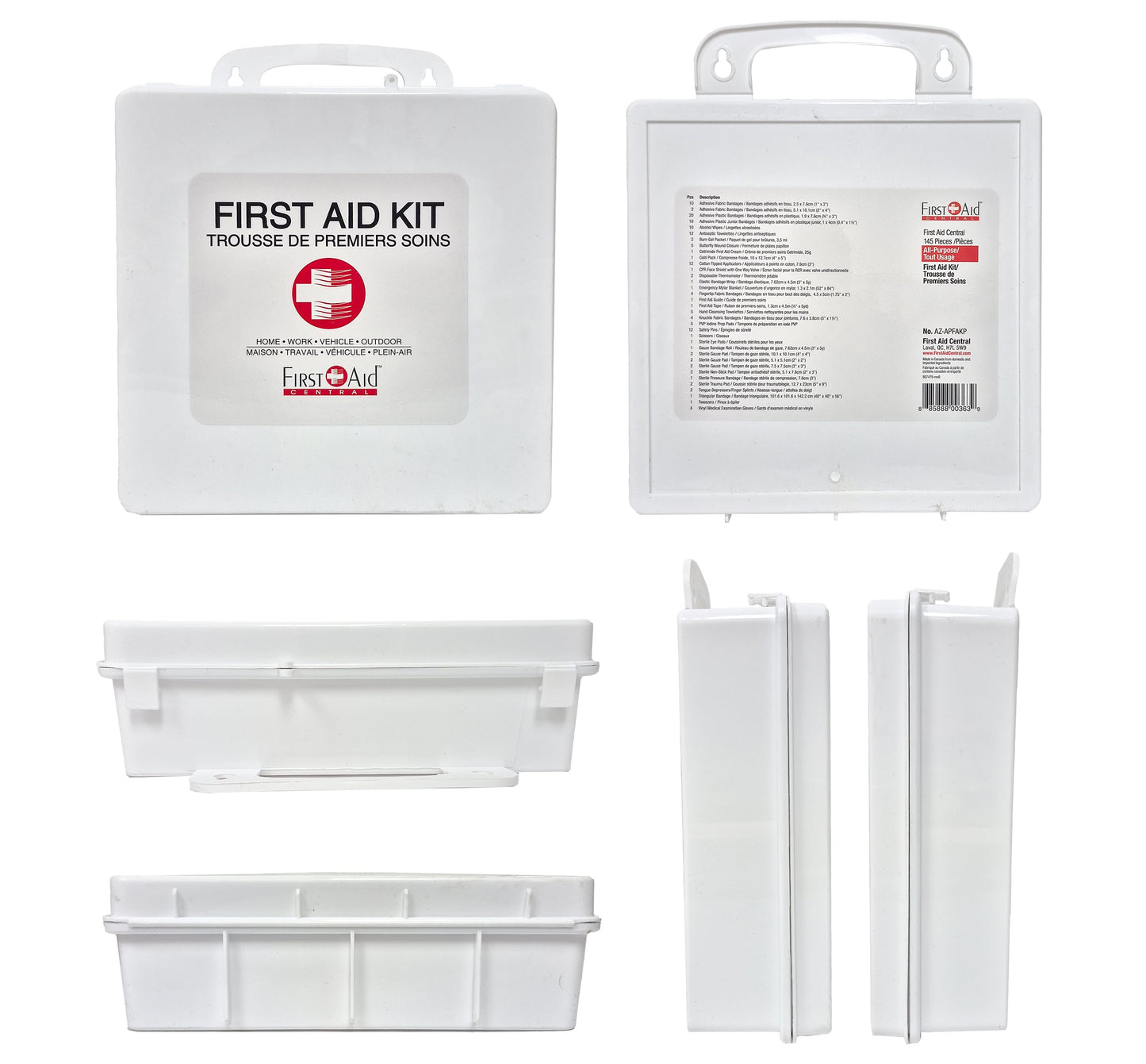 First Aid Central AZ-APFAKP All-Purpose Emergency First Aid Kit For Home, Work, and Travel, 145 Pieces - Available at All In One Marketplace Canada