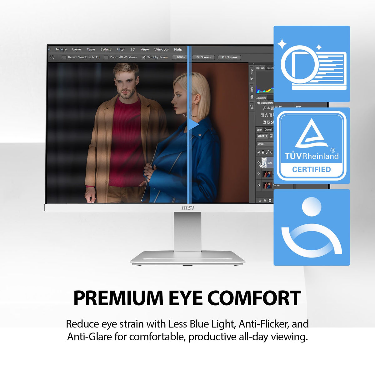 msi PRO MP273QW E14 27-inch IPS 2560 x 1440 (QHD) Computer Monitor, 144Hz,Adaptive-Synch, HDMI, DP Port, VESA Mountable, Height Adjustable, Tilt, Speaker, 1ms, White