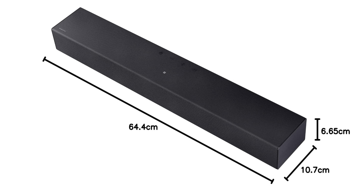 Samsung Sound Bar, HW-B400F/ZC, 2.0 Channel, 140 watts, Dolby Digital, DTS, Bluetooth, HDMI ARC