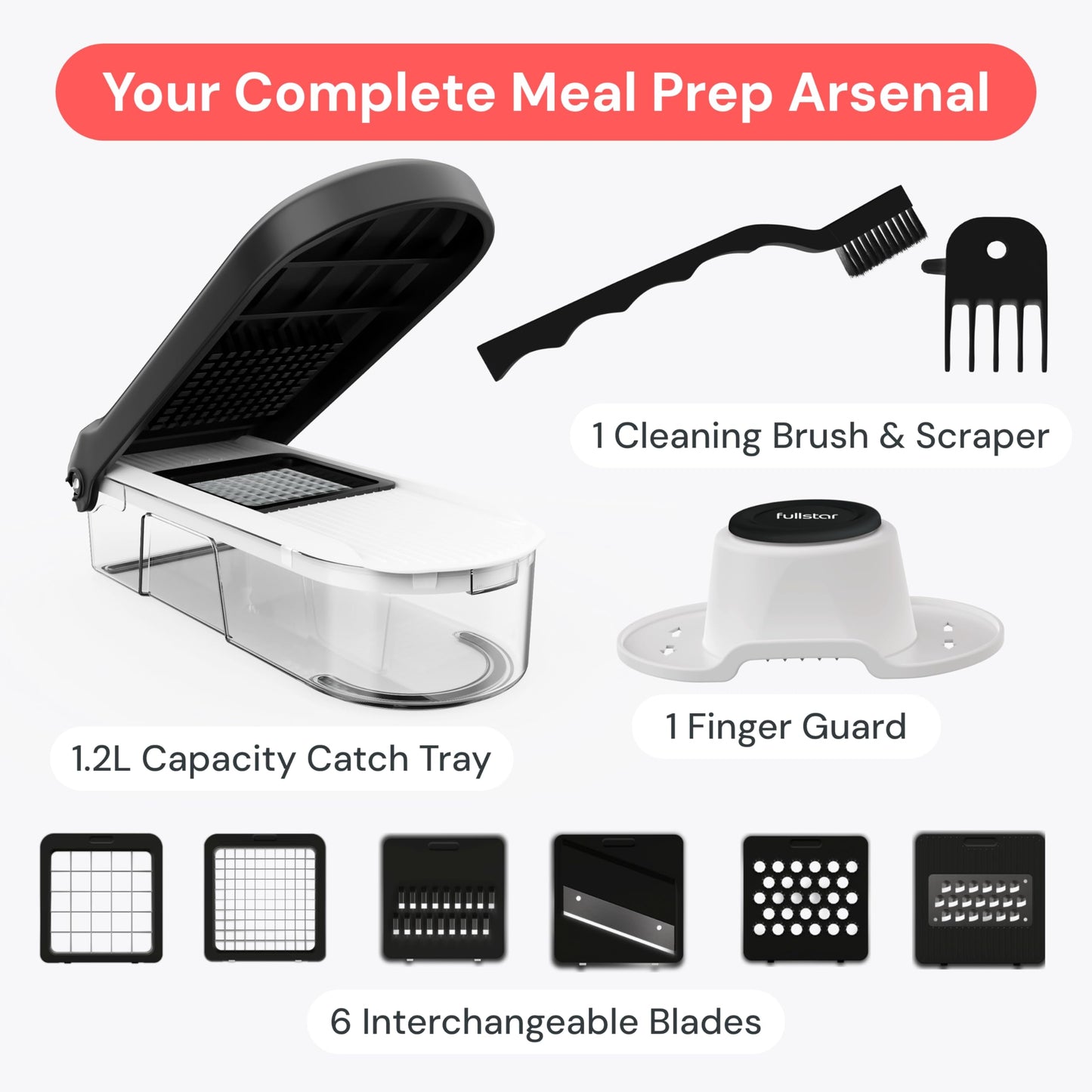 Fullstar Pro Core - Vegetable Chopper & Mandoline Slicer - 6 Blades
