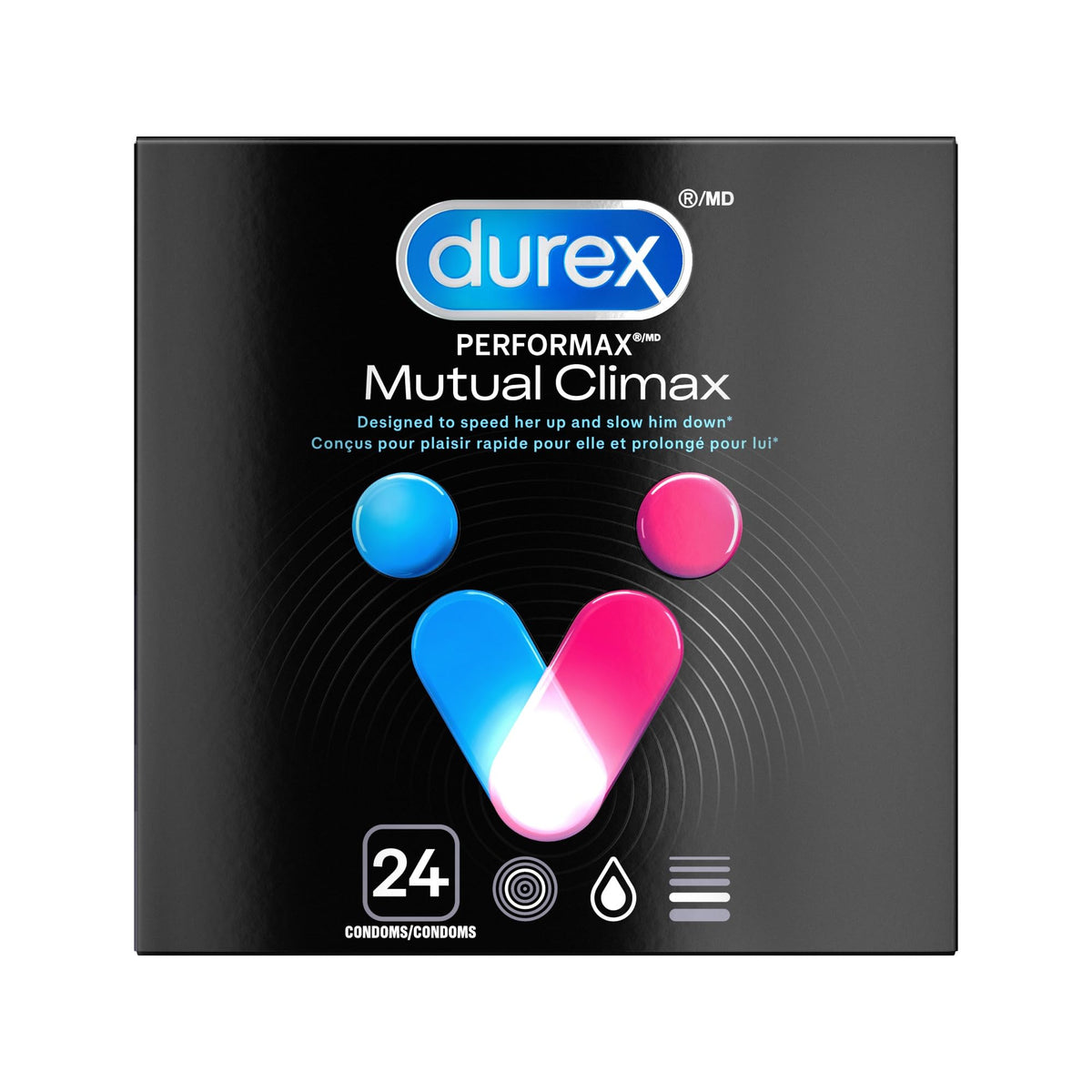 Durex Quality Condoms, Mutual Climax, Ribbed and Dotted with Delay Lubricant, 24 Count