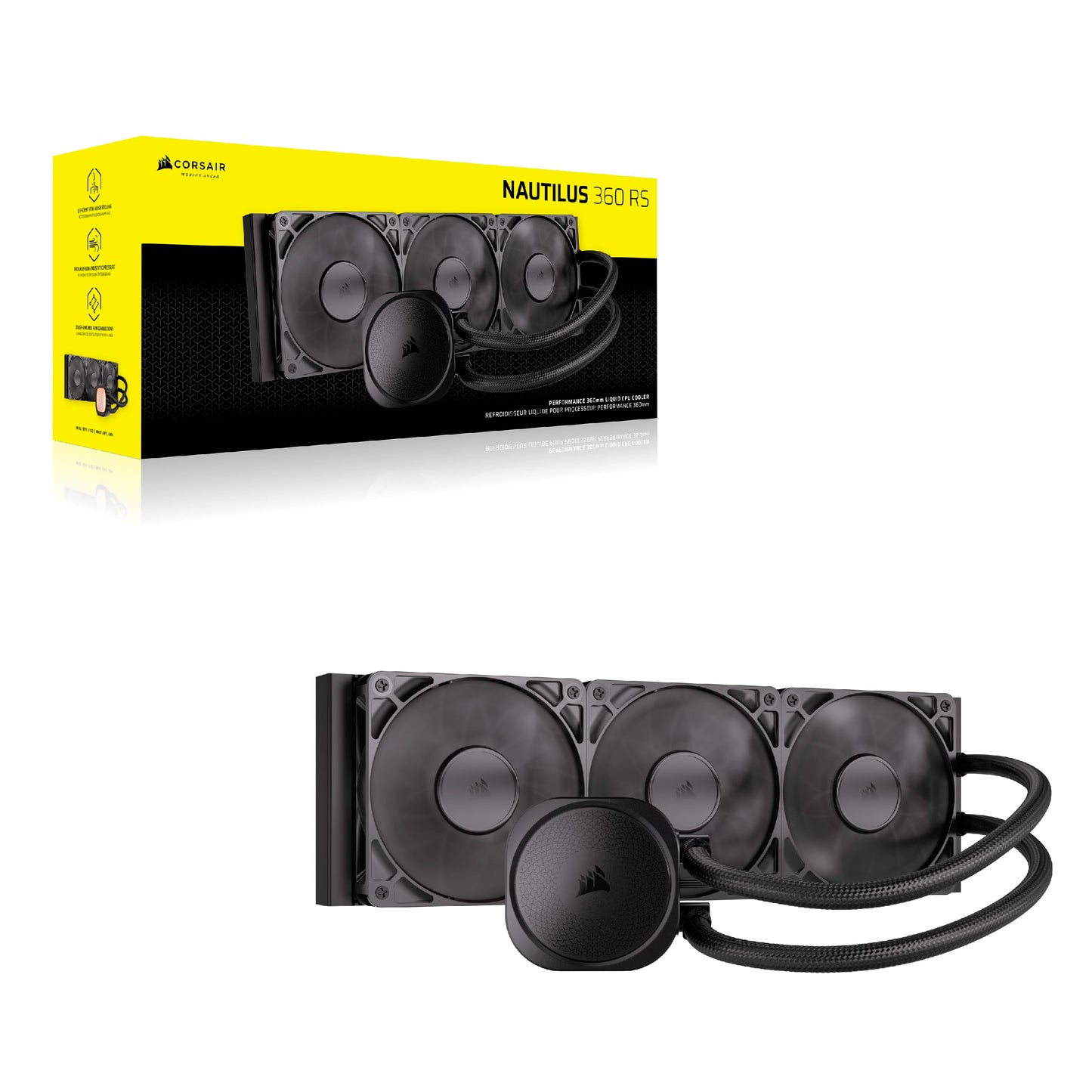 CORSAIR Nautilus 360 RS Liquid CPU Cooler – 360mm AIO – Low-Noise – Direct Motherboard Connection – Daisy-Chain – Intel LGA 1851/1700, AMD AM5/AM4 – 3X RS120 Fans Included – Black 🍁 All In One Marketplace Canada