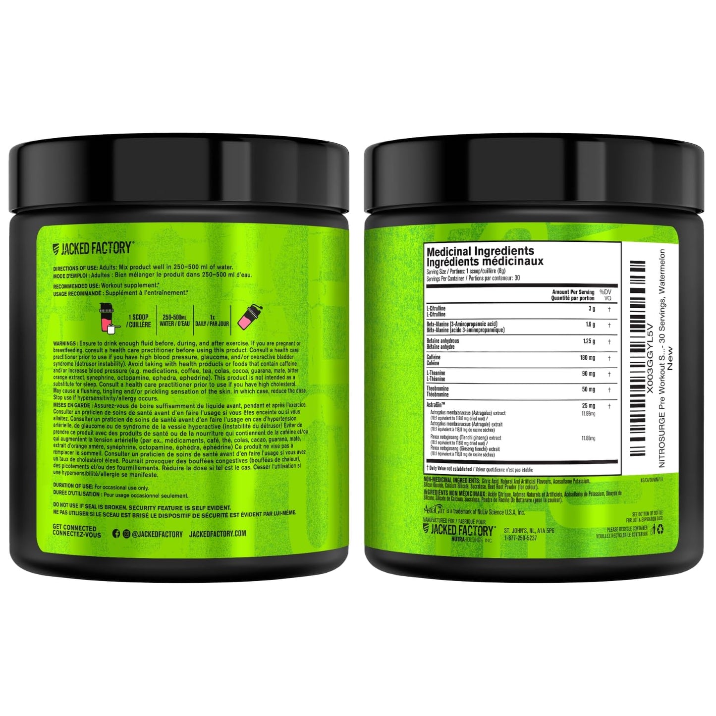 NITROSURGE Pre Workout Supplement - Endless Energy, Instant Strength Gains, Clear Focus, Intense Pumps - Nitric Oxide Booster & Preworkout Powder with Beta Alanine - 30 Servings, Watermelon