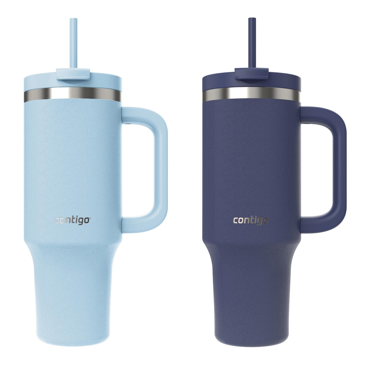 Contigo Streeterville Tumbler Giftset, 40 oz (1.18 L), Insulated Stainless Steel Water Bottle with Straw, Lid and Handle, Glacier & Indigo, 2 Pack π All In One Marketplace Canada